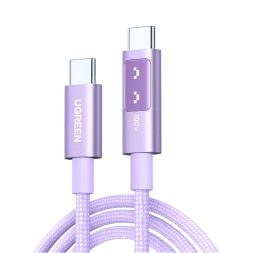 Cable Ugreen Uno 100W USB-C a USB-C Purpura con Pantalla LED 1m