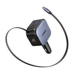 Cargador de Auto Retráctil Ugreen 145w Con 4 Puertos Y Cable
