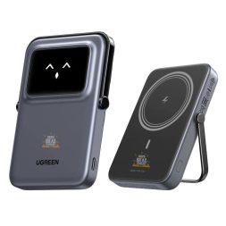 Power Bank Magnético Ugreen 5000Mah De 20W Negro Con Soporte Carga Rápida